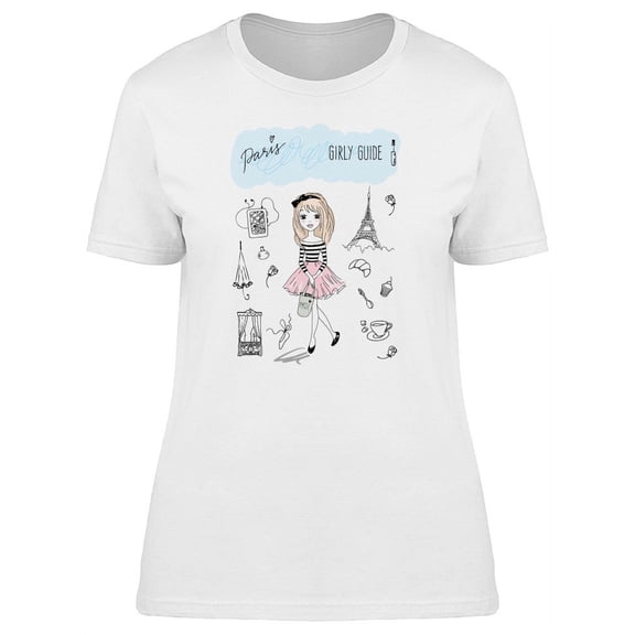 Adorable French Girl Sketch T-Shirt Women -Image by Shutterstock, Female Small