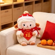 Adorable Fubao Lamb, Soft Lamb Doll Cute Playful Sheep Figure with Fluffy Wool and Stitched Details, Safe Comfortable Cuddle Pillow for Birthday Gift and Nursery Decor