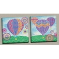 thumbnail image 1 of Adorable Fun Colorful Paisley Hot Air Balloon Set; Kids Room or Nursery Decor; Two 12x12in Stretched Canvases; Ready to hang! Pink/Purple/Yellow/Green, 1 of 1