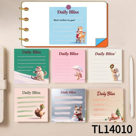 Adorable and Functional:Daily Bliss Animal Sticky Notes (3.543.54 Inches)100-Pack with105 Emoticon Stickers,Ideal for Quickly Jotting Down Reminders,marking Key Points and Leaving Temporary Messages