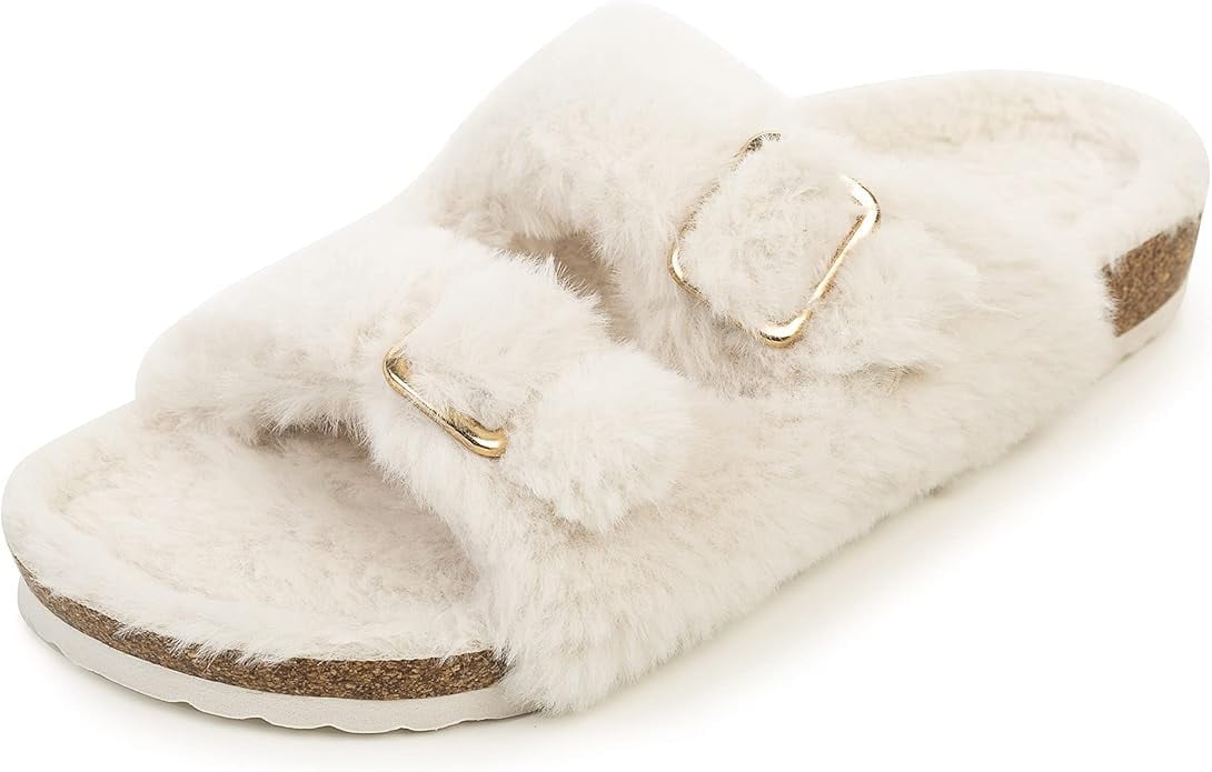 Adorable Fur Womens Open Toe Slipper with Cozy Lining,Faux Rabbit