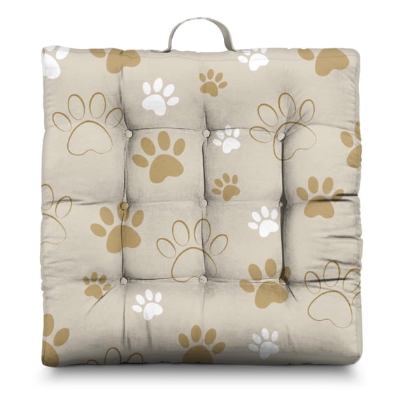 Adorable Furry Friend Floor Cushion - Oversized Square Pillow with Playful Puppy Print