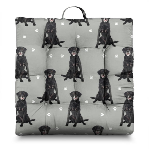 Adorable Furry Friend Floor Cushion - Oversized Square Pillow with Playful Puppy Print