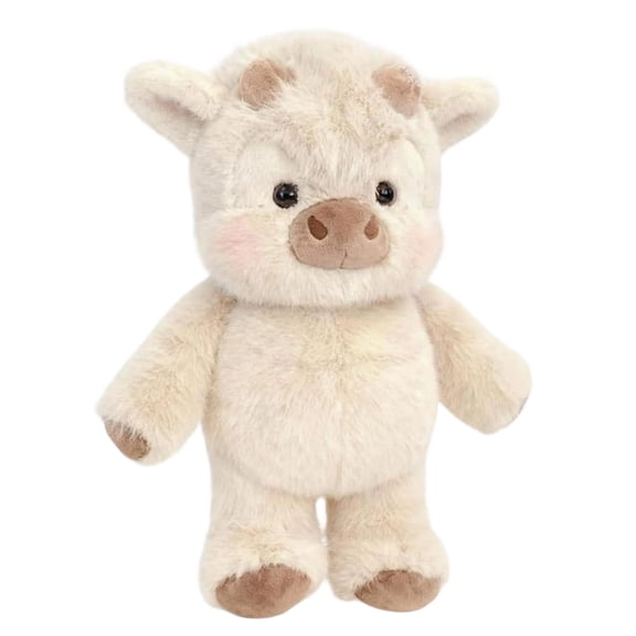 Adorable Furry Highland Cattle Plush Plaything, Soft Stuffed Running Cow Animal Doll, Cute Plushie for Stress Relief and Emotional Comfort, Fluffy Companion Plaything for Adults Alike