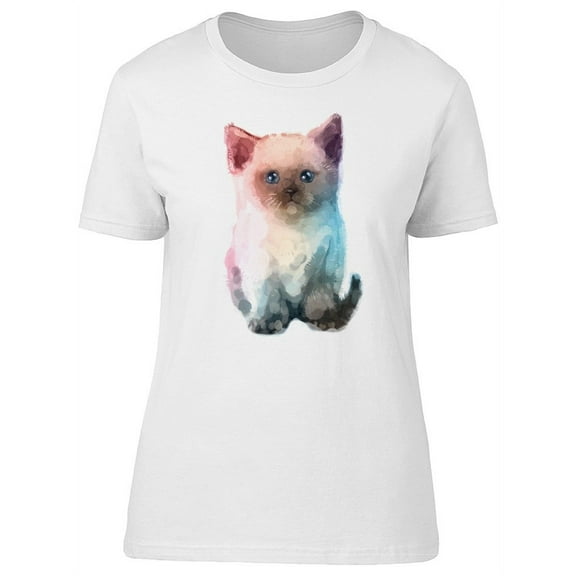 Adorable Furry Siamese Kitten T-Shirt Women -Image by Shutterstock, Female Large