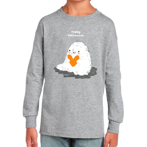 Adorable Ghost W Heart Long Sleeve Toddler -Image by Shutterstock,  5 Toddler