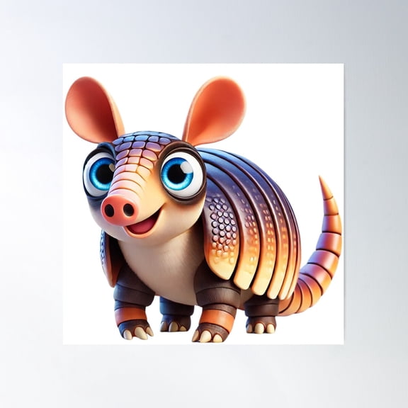 Adorable Giant Armadillo Poster Wall Art, Modern Wall Decor For Living Room Bedroom, 17x17 UNFRAMED