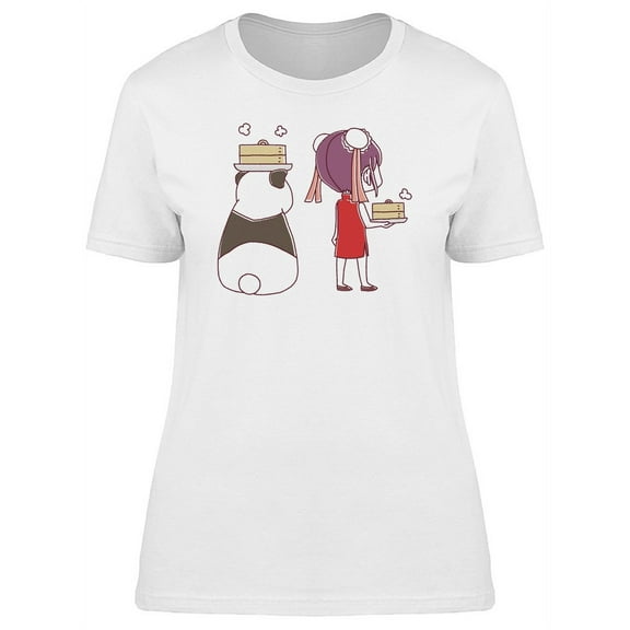 Adorable Girl And Panda Cartoon Tee Women's -Image by Shutterstock