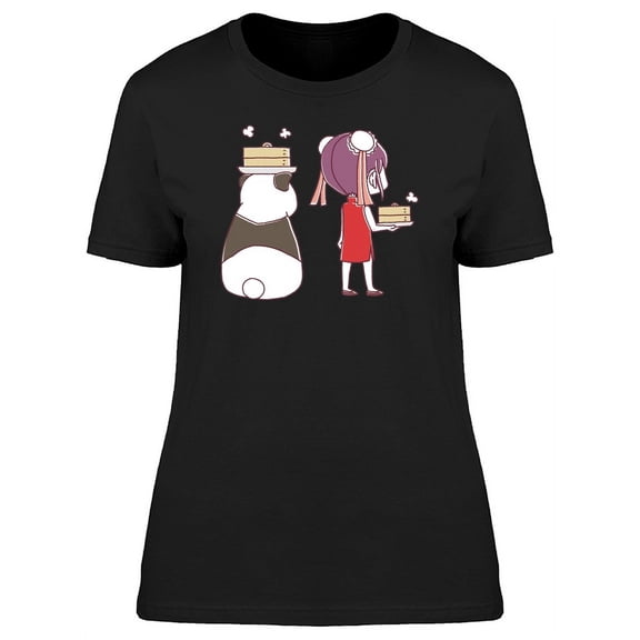 Adorable Girl And Panda Cartoon Tee Women's -Image by Shutterstock