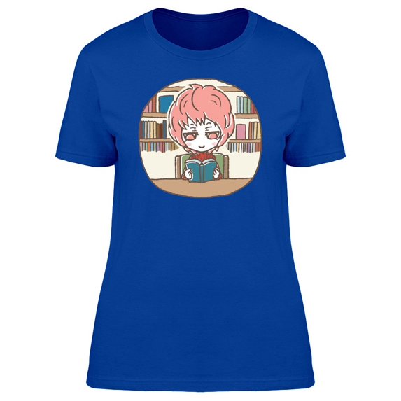 Adorable Girl On A Library Tee Women's -Image by Shutterstock