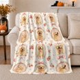 thumbnail image 1 of Adorable Golden Retriever Strawberry Pattern, Cozy Pet Portrait Pattern, Warm Flannel Blanket for Living Room and Bedroom, Dog Lovers Just Because Gift, Pet Lover Home Decor, 1 of 9