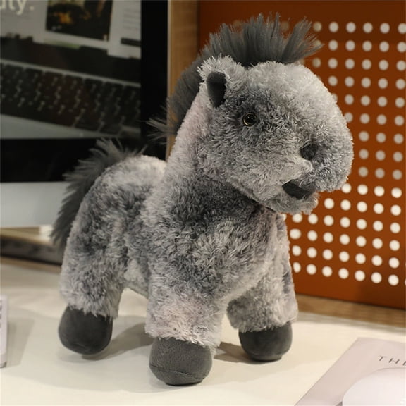 Adorable Gray Horse Stuffed Animals - 8.6 inch Huggable Pony Plush Toys for Kids' Bedroom Decor & Birthday Presents
