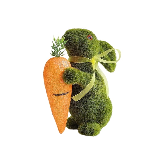 Adorable Green Easter Bunny Figurine – Small Plastic Rabbit Ornament for Living Room, Balcony, or Garden Decor, Spring Decoration