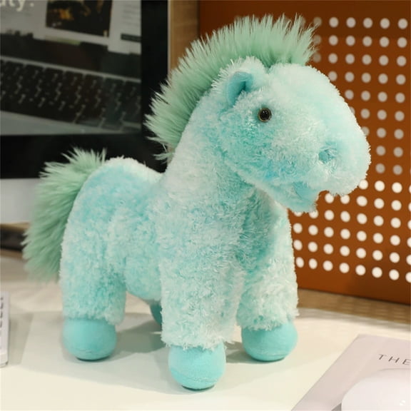Adorable Green Horse Stuffed Animals - 8.6 inch Huggable Pony Plush Toys for Kids' Bedroom Decor & Birthday Presents