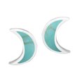thumbnail image 1 of Adorable Green Turquoise Inlay Crescent Moon Shaped Sterling Silver Earrings, 1 of 5