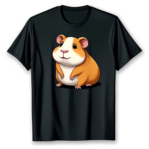 Adorable Guinea Pig Graphic Black T-Shirt for Animal Lovers
