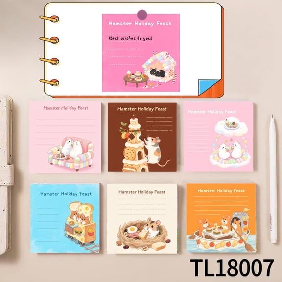 Adorable Hamster Holiday Feast Design - Quality Sticky Notes (3.543.54 inches) 100-pack with105 Emoticon Stickers,Leaving Temporary Messages,strong Adhesion, for All Your Note - Taking Needs
