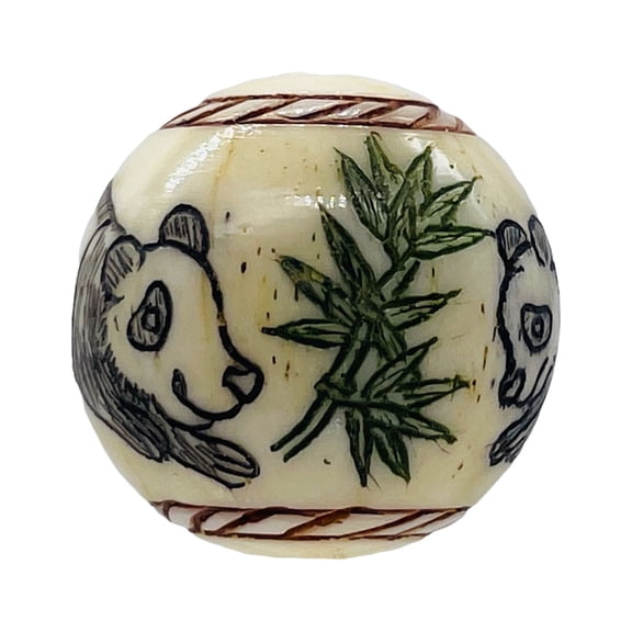 Adorable Hand Carved Panda Round Bead | 20mm | 1 Bead |