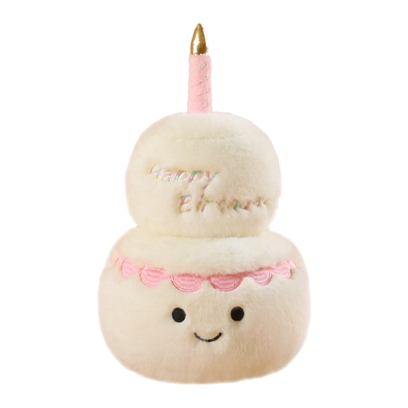 Adorable Happy Birthday Cake Stuffed Animal - Fun Collectible Plush for Kids and Adult Collectors - Perfect for Decorating Rooms and Birthday Gifts - White 11.8 Inches