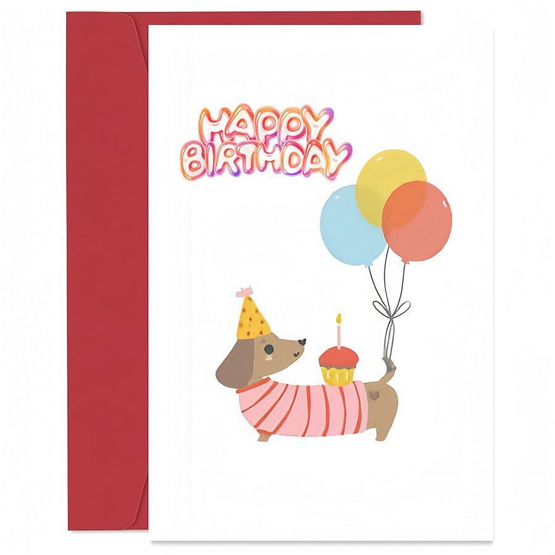 Adorable Happy Birthday Greeting Card - Cute Dog Design with Balloons ...