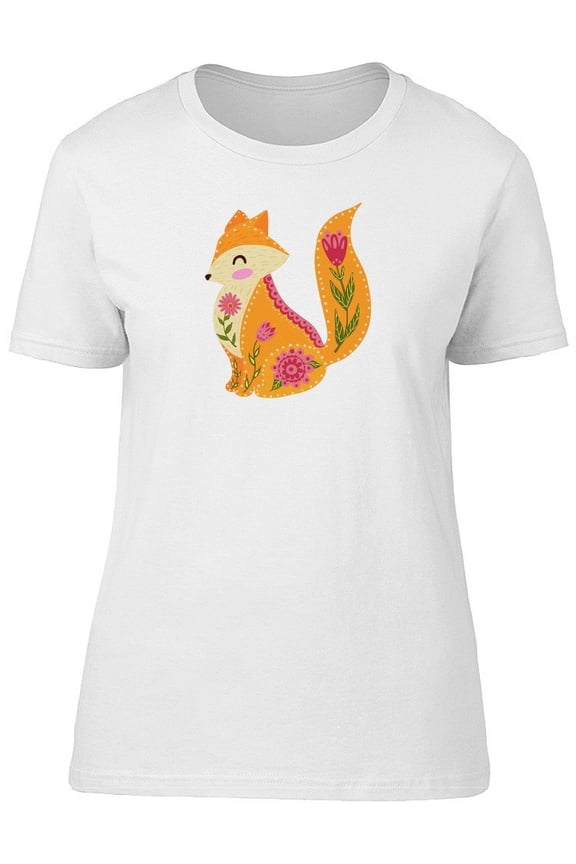 Adorable Happy Floral Red Fox Tee Women's -Image by Shutterstock