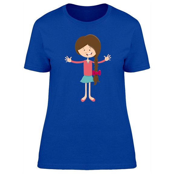 Adorable Happy Girl Cartoon T-Shirt Women -Image by Shutterstock, Female Small
