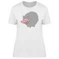 thumbnail image 1 of Adorable Happy Hippo Cartoon T-Shirt Women -Image by Shutterstock, Female Medium, 1 of 2
