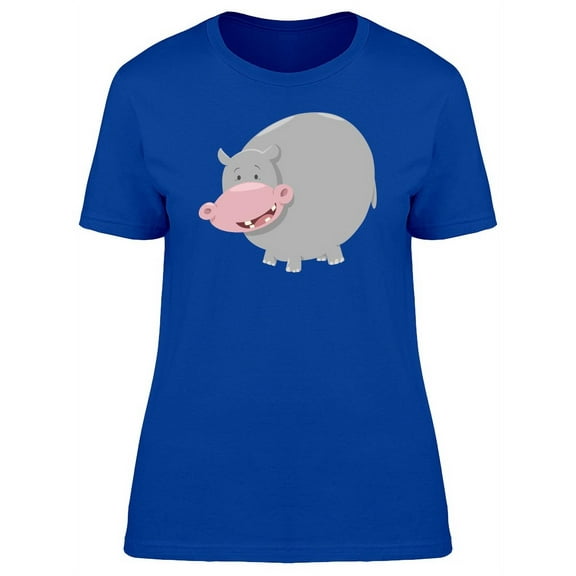 Adorable Happy Hippo Cartoon T-Shirt Women -Image by Shutterstock, Female x-Large