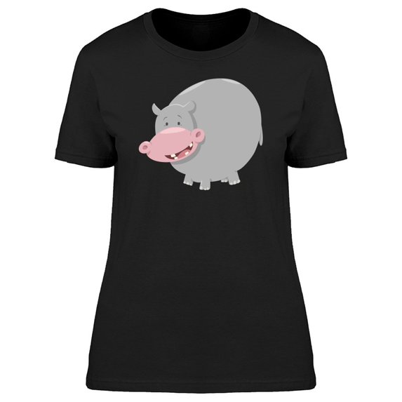 Adorable Happy Hippo Cartoon Tee Women's -Image by Shutterstock