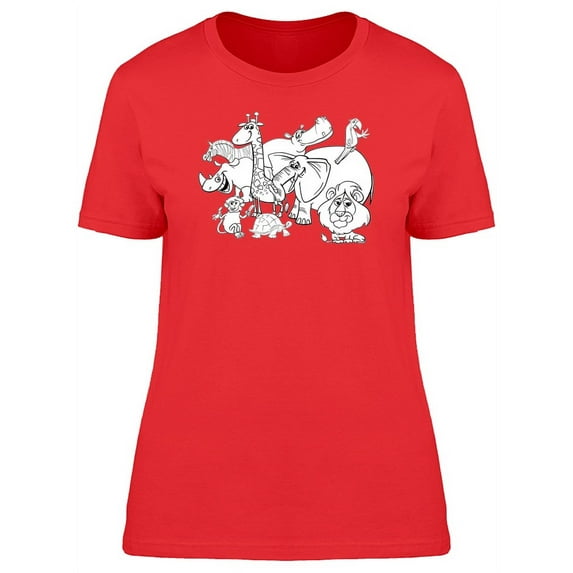 Adorable Happy Jungle Animals T-Shirt Women -Image by Shutterstock, Female Small
