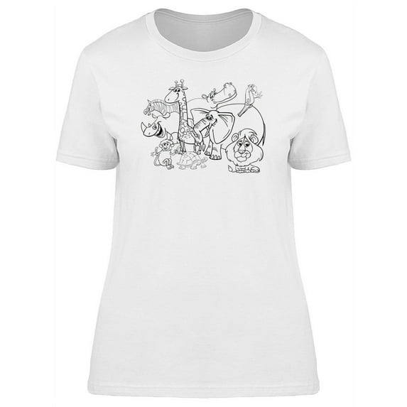 Adorable Happy Jungle Animals T-Shirt Women -Image by Shutterstock, Female x-Large
