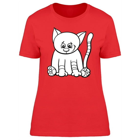 Adorable Happy Kitten Cartoon T-Shirt Women -Image by Shutterstock, Female Medium
