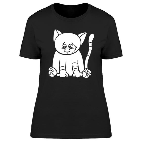 Adorable Happy Kitten Cartoon T-Shirt Women -Image by Shutterstock, Female XX-Large