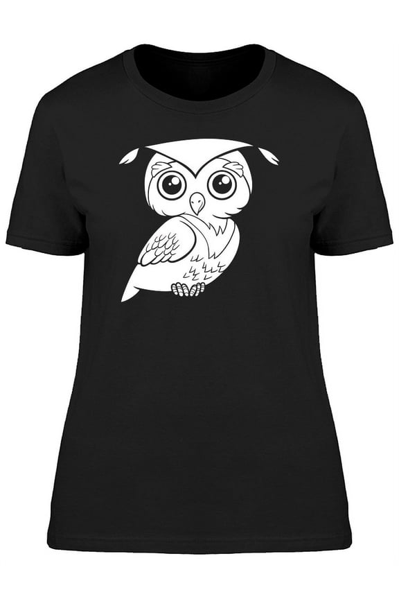 Adorable Happy Owl Cartoon T-Shirt Women -Image by Shutterstock, Female x-Large