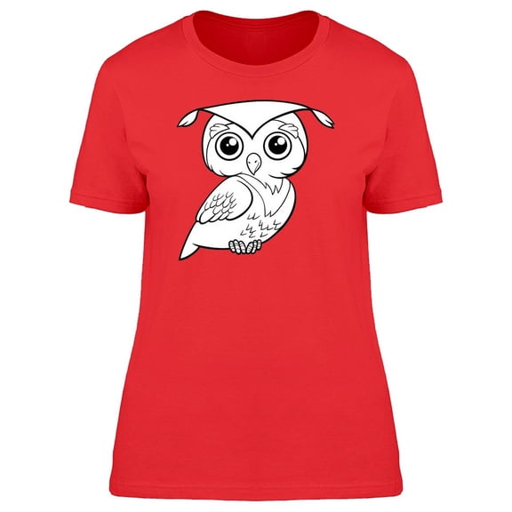 Adorable Happy Owl Cartoon T-Shirt Women -Image by Shutterstock, Female x-Large