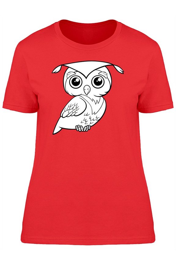 Adorable Happy Owl Cartoon T-Shirt Women -Image by Shutterstock, Female x-Large