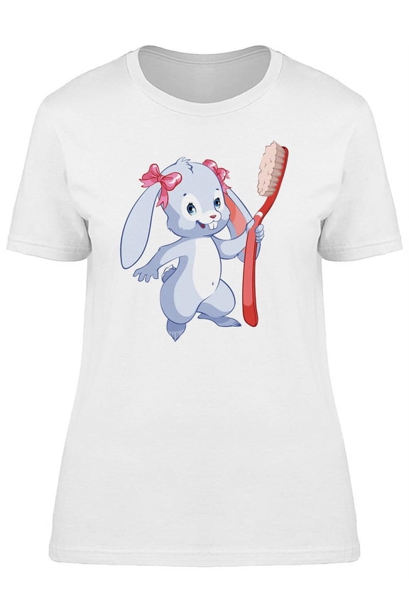 Adorable Hare With Toothbrush Tee Women's -Image by Shutterstock