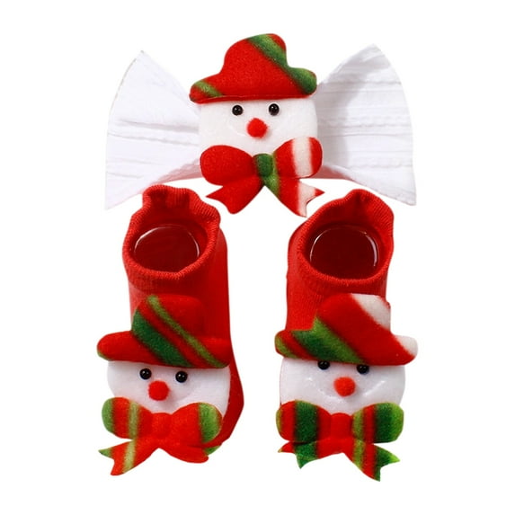 Adorable Headband and Socks Outfit Set for Holiday Photo Two Piece Ensemble White1,One Size