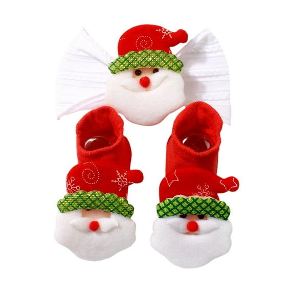 Adorable Headband and Socks Outfit Set for Holiday Photo Two Piece Ensemble White2,One Size