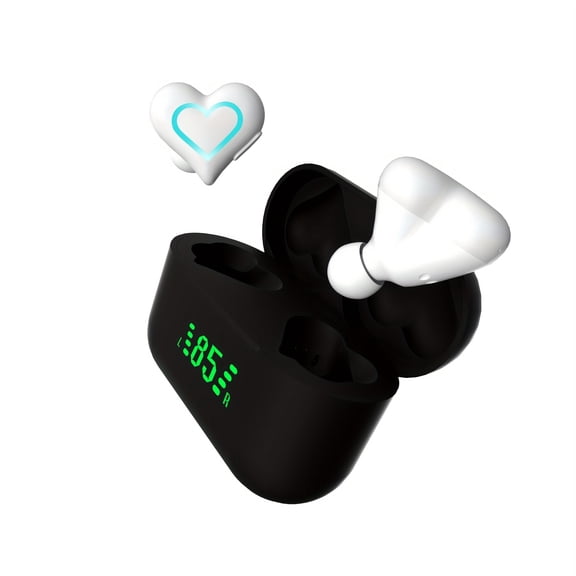 Adorable Heart‑Shaped TWS Wireless Earbuds, Smart Noise Cancellation, LED Battery Indicator, Portable for Running Work Movies Gaming, Great Holiday Gift