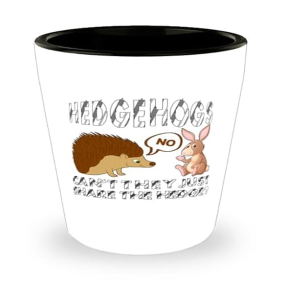 Adorable Hedgehog Animal Shot Glass, 'Hedgehogs Should Share The Hedge' Quote, Unique Mini Glassware Gift, 1.5oz Novelty Cup for Fun