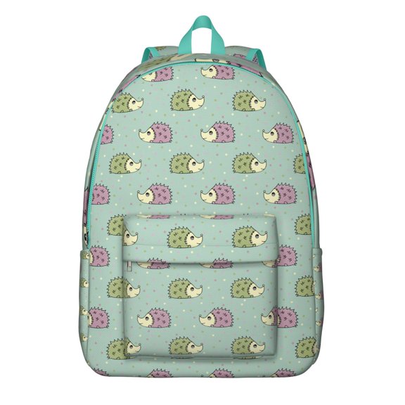 Adorable Hedgehog Backpack – Artistic Forest Scene with Floral Pattern and Cute Cartoon Print for Travel and Daily Use