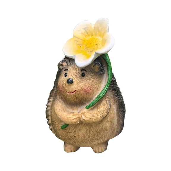 Adorable Hedgehog Garden Figurine with Flower, Resin Animal Statue for Outdoor Decor, Cute Yard Ornament for Home, Lawn, Patio, Balcony, and Office Decoration