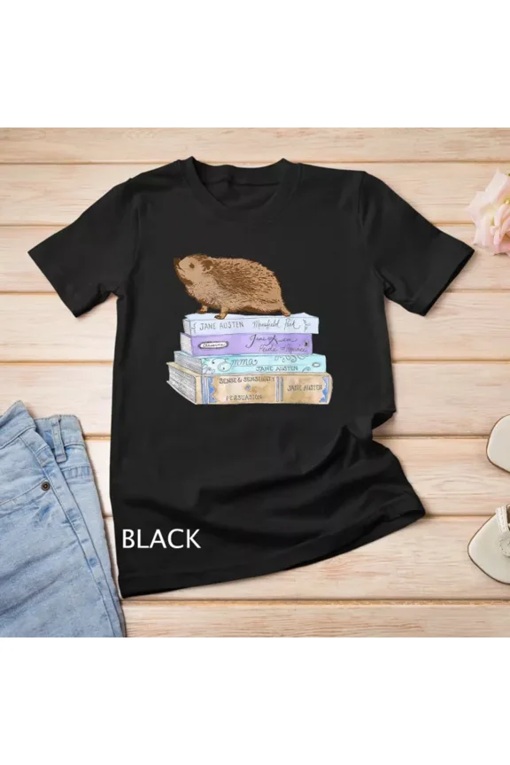 Adorable Hedgehog Jane Austen Book Nerd Graphic T-Shirt Unisex S-5XL Hot Trending Shirt, Vintage Birthday Gift