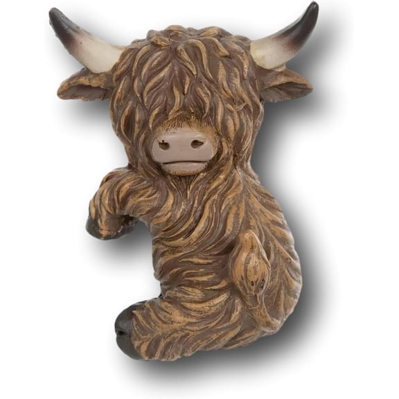 Adorable Highland Cow Pot Clinger Percher - Resin Plant Pot Decor for Houseplants, Cute Highland Cow Pot Percher for Indoor Outdoor Garden Home