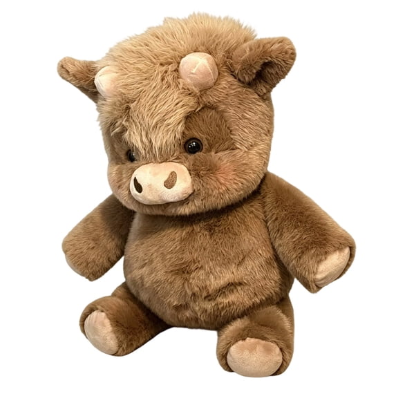 Adorable Highlands Cow Plush Toy – Interactive Running Plush for Stress Relief, Soft Farm Animal Stuffed Toy, Silent Fidget Desk Decor Brown