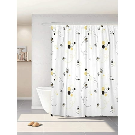 Adorable Honey Bee Kid Cute Graphic Baby Beehive Child Shower Curtain Bathroom with Hooks,Waterproof Polyester Curtain