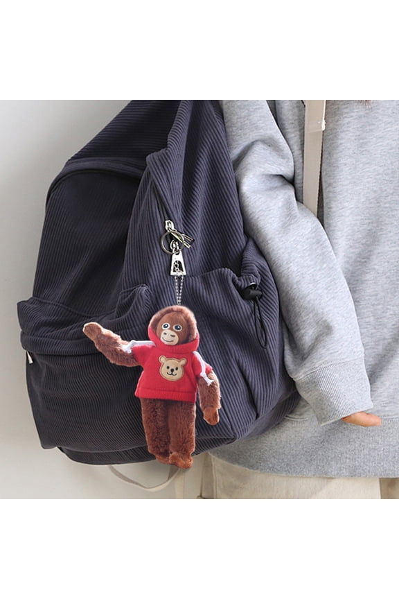Adorable Hoodie Monkey Keychain Plush Hanging Ornament with Removable Jacket Soft Bags Pendant Animal Stuffed Key Ring