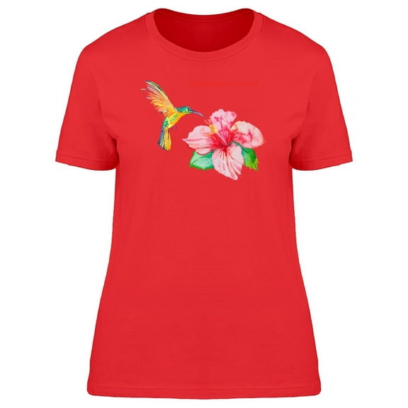 Adorable Hummingbird & Hibiscus T-Shirt Women -Image by Shutterstock, Female Large