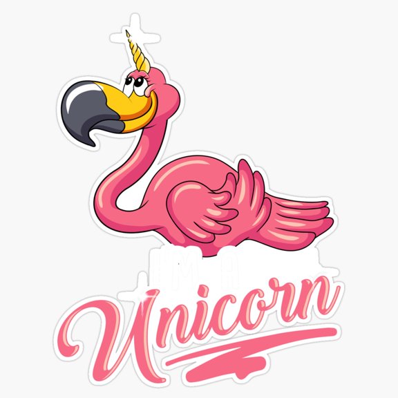 Adorable I M A Unicorn Flamingo Cute Animal Mashup Vinyl Sticker